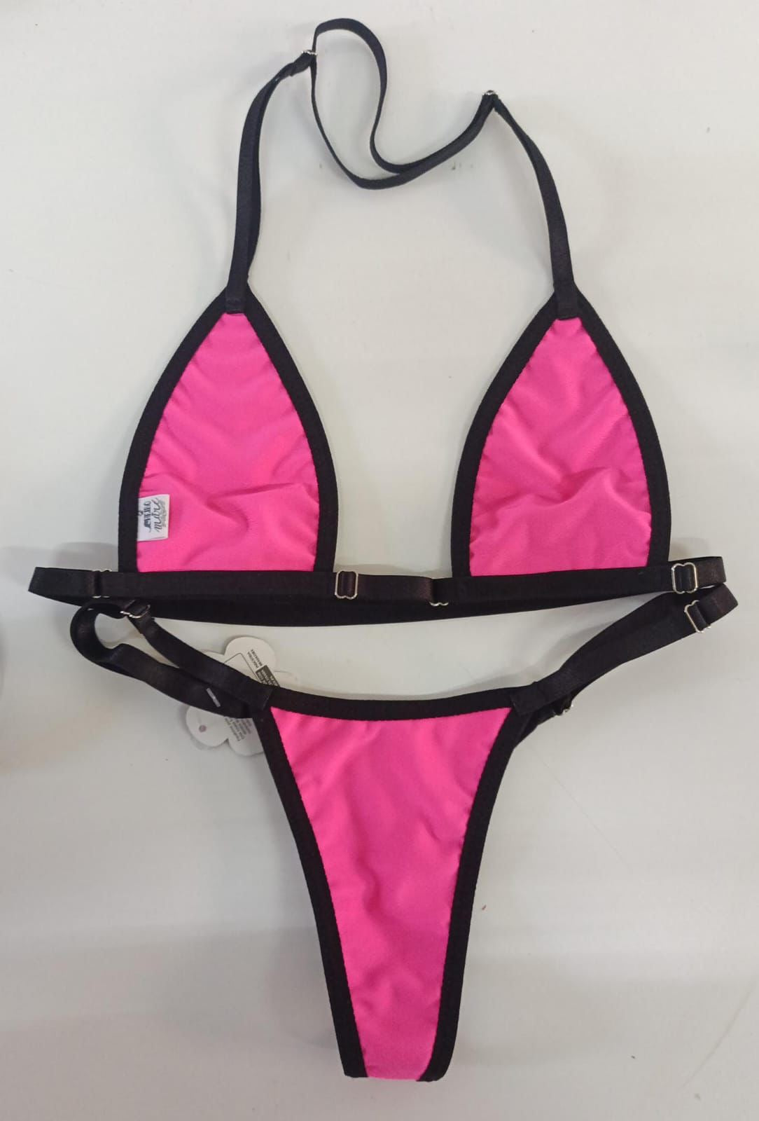 BIQUÍNI FITA - ROSA COM PRETO