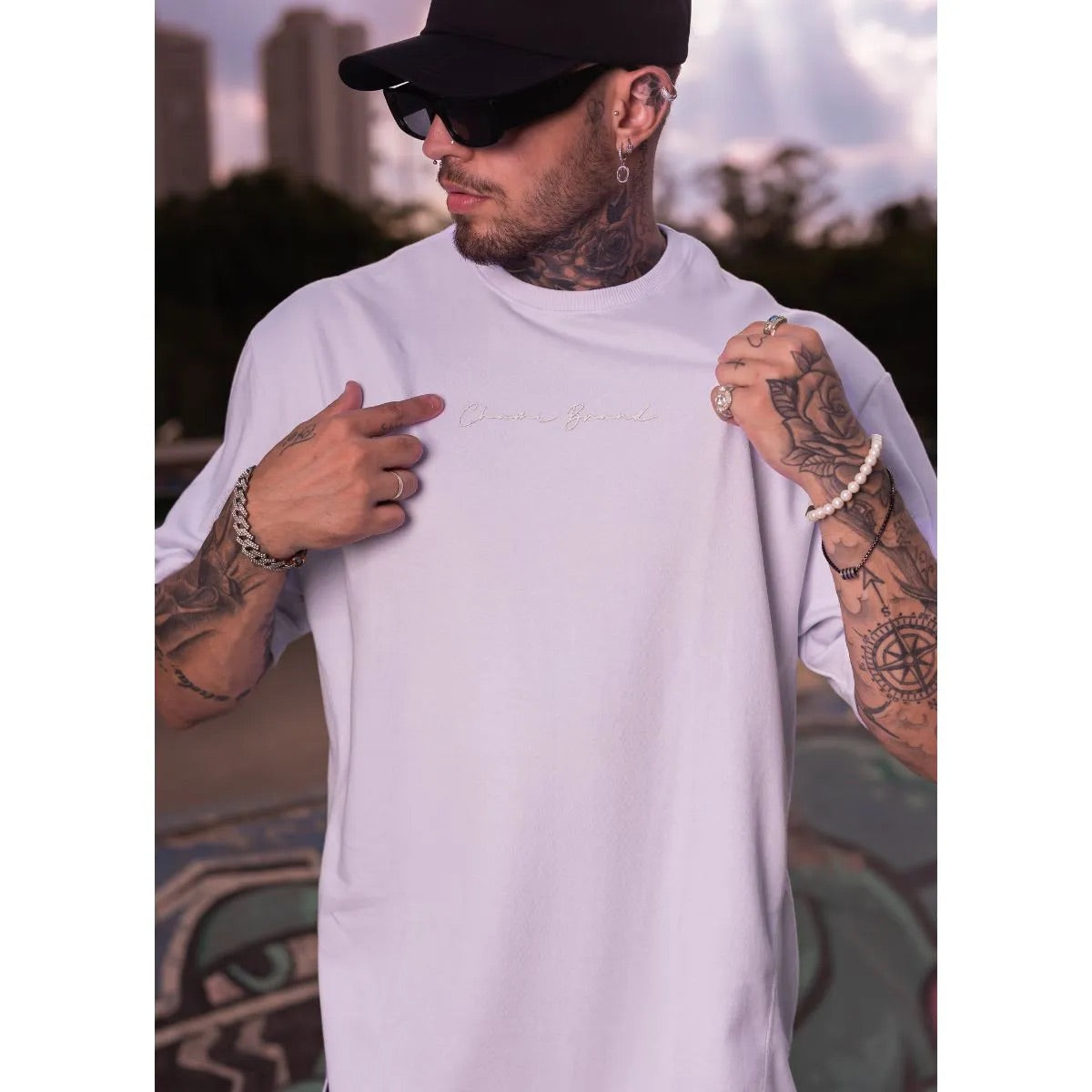 Camiseta Oversized Rugby Cutouts Chami Brand Branco